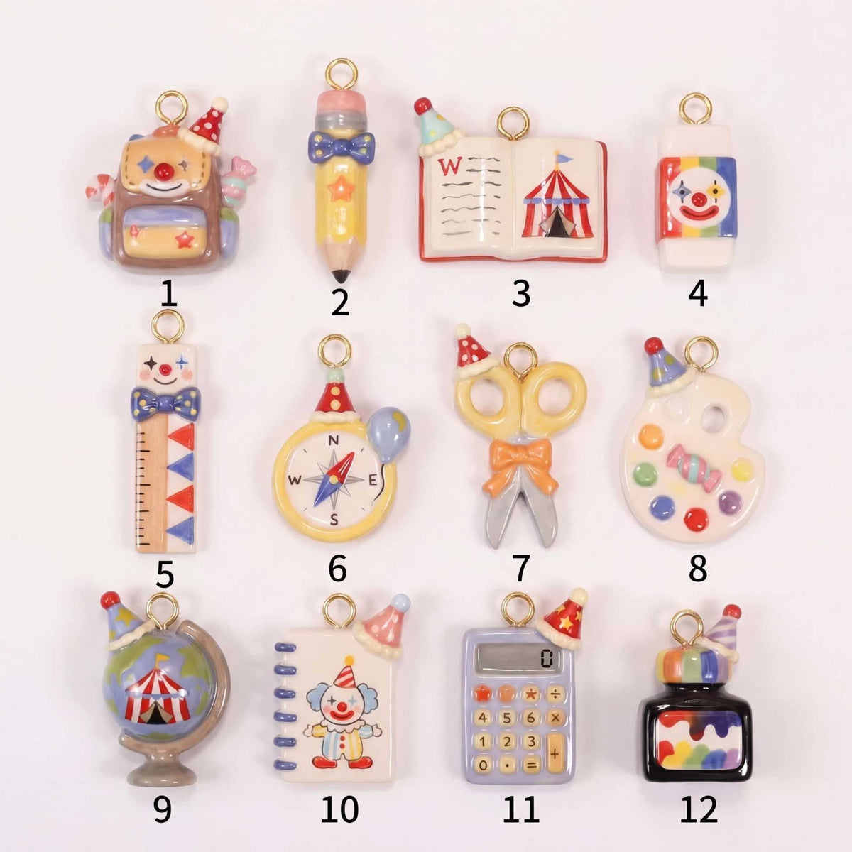 School Supplies Subject Schoolbag Copper Pen Book Scissors Cute Small Pendant