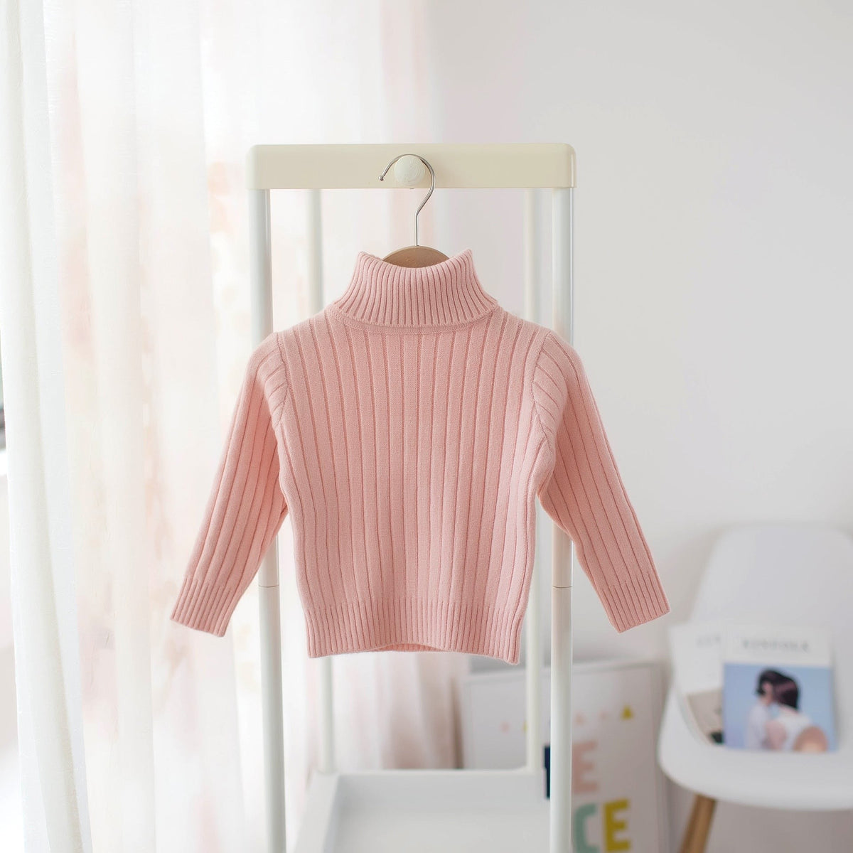 Boys And Girls Turtleneck Solid Color Bottoming Shirt
