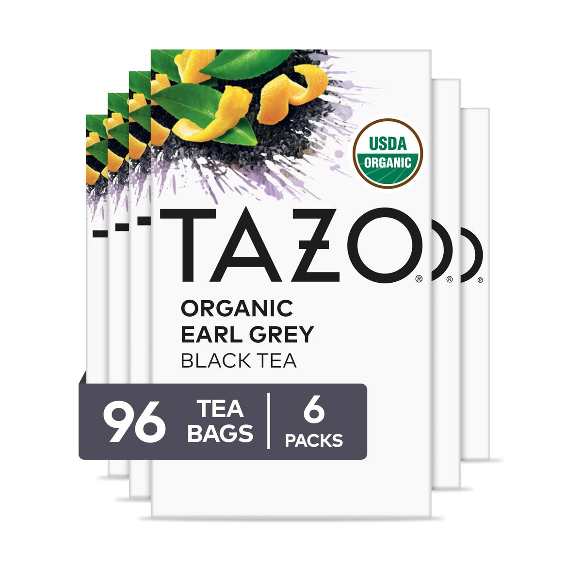 TAZO Organic Earl Grey Black Tea – Premium 96-Bag Bulk Tea Gift Set for Wellness-Conscious Friends and Family Members, 6 Pack