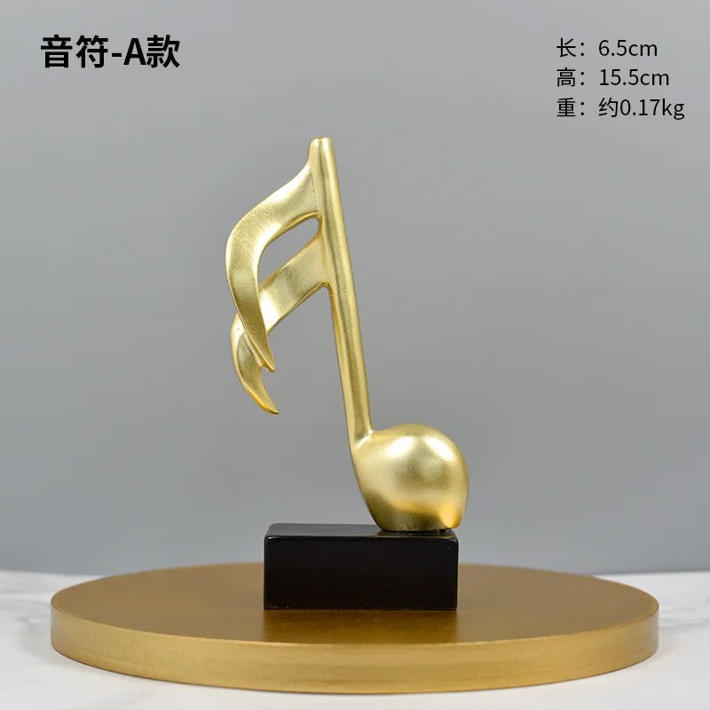 3 Piece Set of Music Note Decorations, Gifts, Music Statues, Modern Statues, Sculptures, Table Centerpieces, Crafts, Golden 。