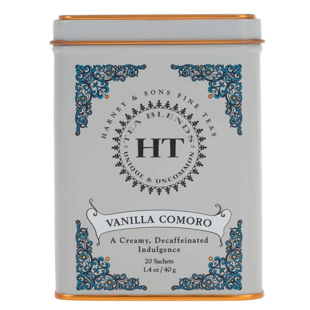 Harney & Sons Vanilla Comoro Decaffeinated Tea – Thoughtful Valentine's Day Gift for Her, Decorative Resealable Tin