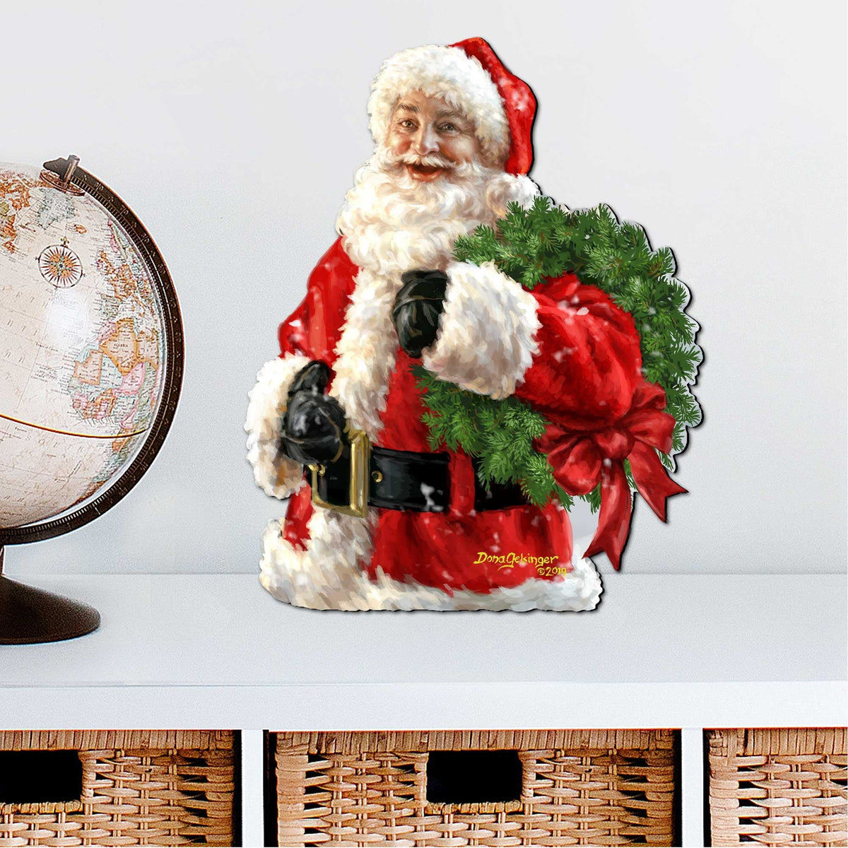Santa Holiday Door Wreath by D. Gelsinger - Christmas Santa Snowman Decor - 8461015H-1513