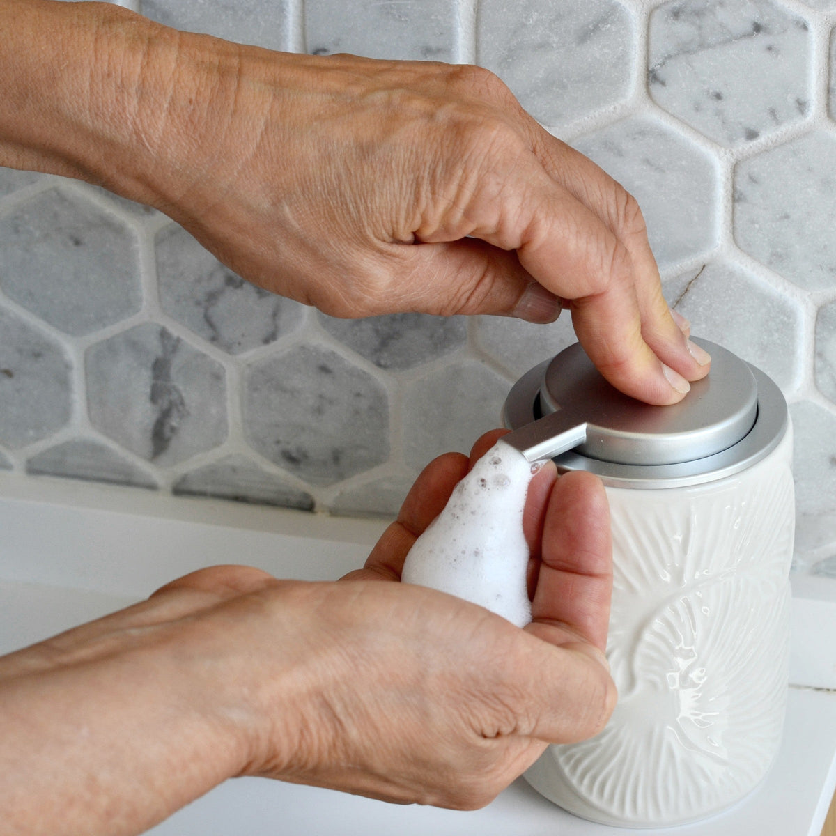 Ceramic Foaming Soap Dispenser - Morning White
