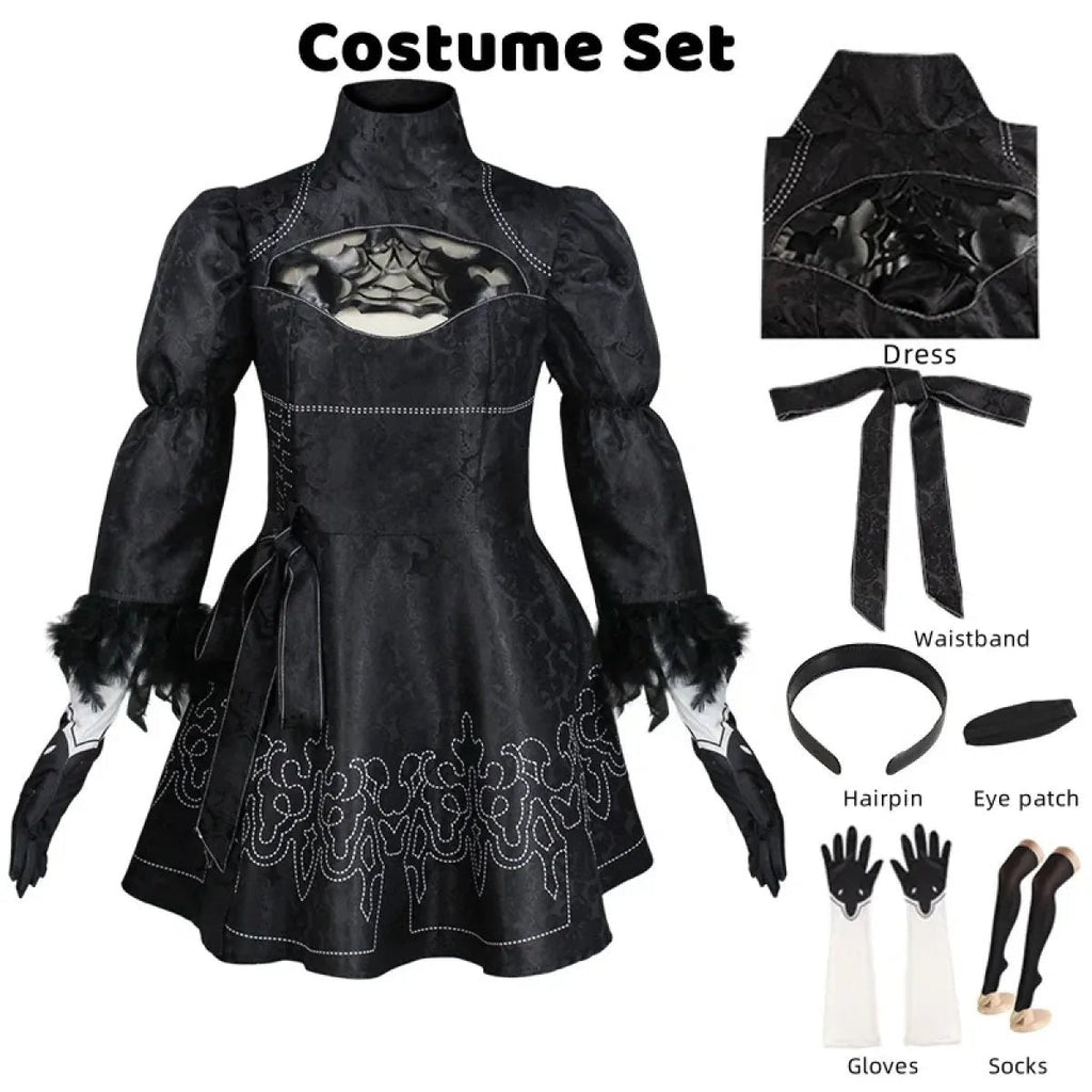 NieR: Automata 9S & 2B Cosplay Costume with Wig and Accessories