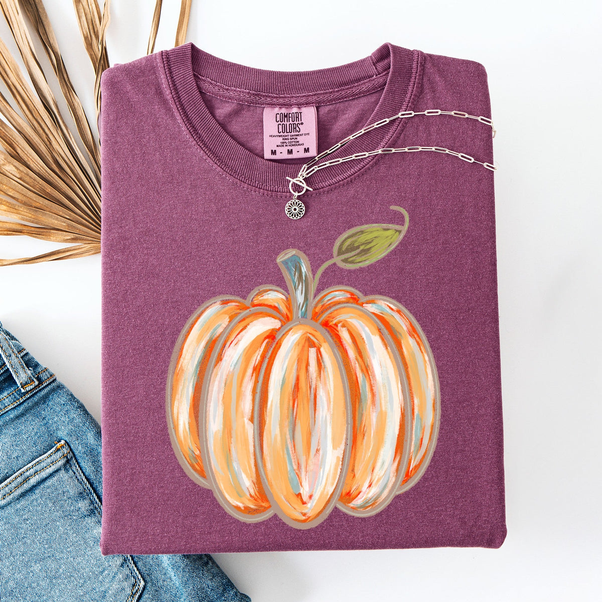 Watercolor Pumpkin Halloween Autumn Fall Cozy Vintage-Inspired Artwork For Seasonal Wardrobe Comfort Colors Tee