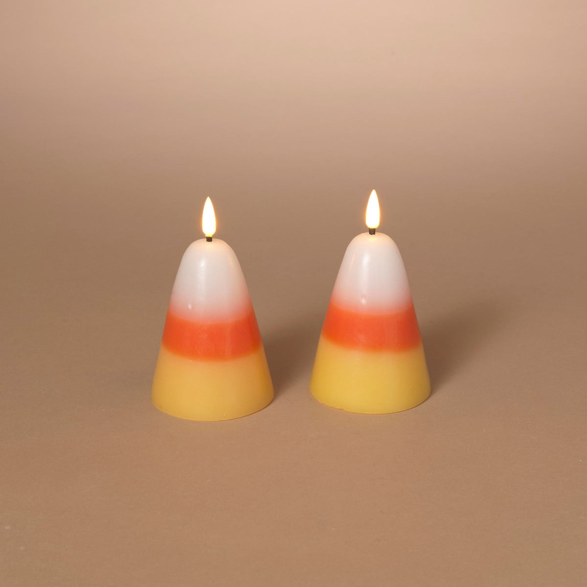 Candy Corn B/O Lighted Wax Candles - 2 Piece Set - Halloween