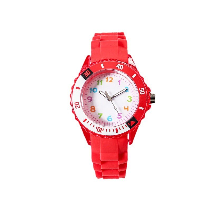Simple Casual Kids Watches 5bar Waterproof Quartz Wristwatches Kids Clock Analog Watch Waterproof Time Teaching Boys Girls Watch Soft Band Learning Time Wrist Watch