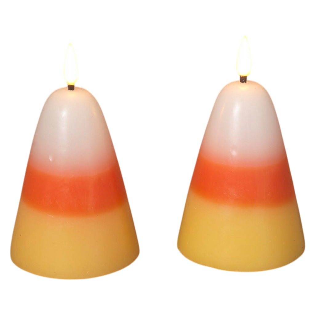 Candy Corn B/O Lighted Wax Candles - 2 Piece Set - Halloween