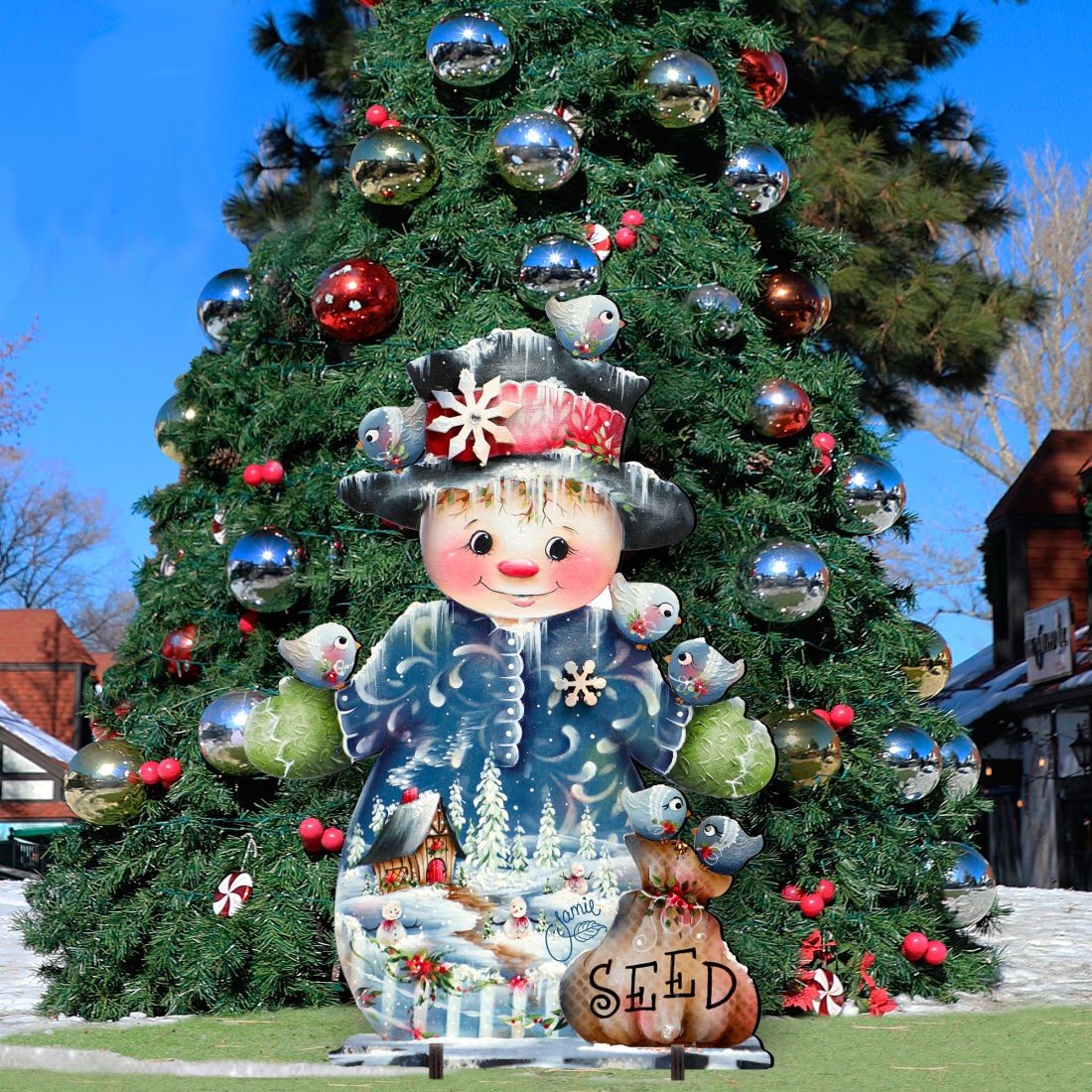 Blue Seed Freezing Christmas Outdoor Yard Sign by Jamie Mills-Price Christmas Santa Snowman Decor - 8457511F