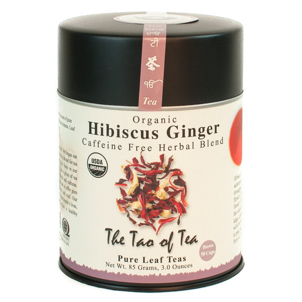 The Tao of Tea, Hibiscus Ginger Tea, Loose Leaf – Effortless Caffeine-Free Ritual for the Curated Home, 3 oz Tin