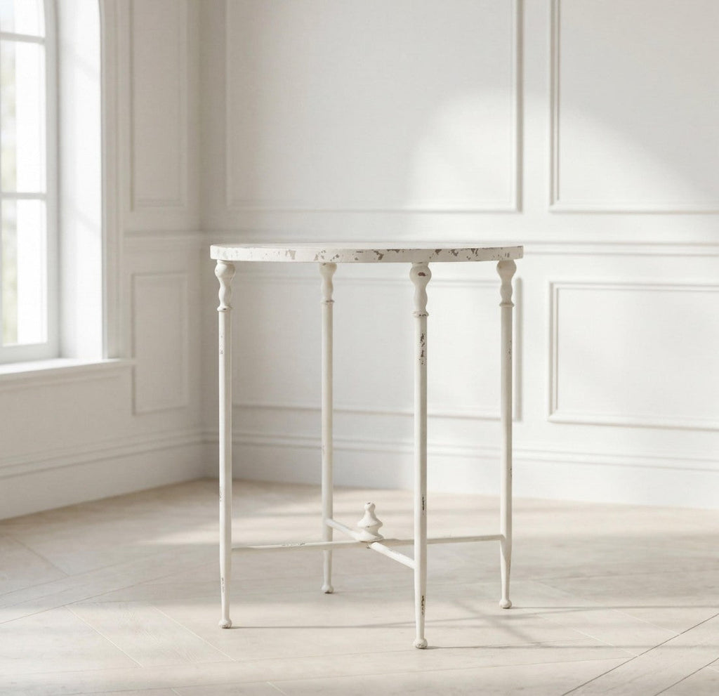 Antiqued Metal Round Side Table