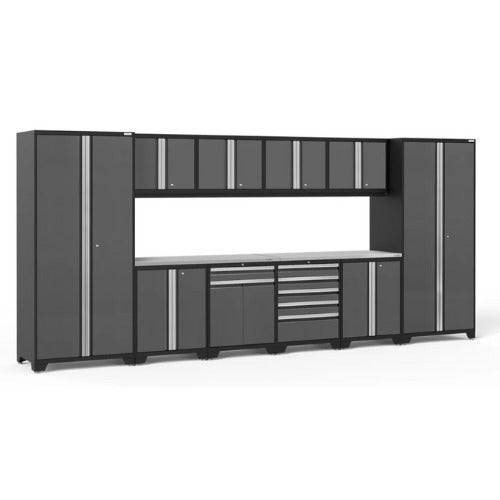NewAge | Pro Series 12 Piece Cabinet Set with Lockers, Base, Wall, Tool Drawer Cabinet and 56 in. Worktop