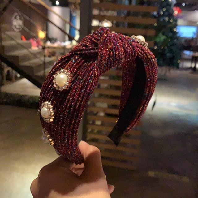 New Women Hairband Cross Knot Braid Twist Headband Adult Autumn Winter Shiny Color Headwear Wide Side Turban Gorgeous Hair Accessories Women's