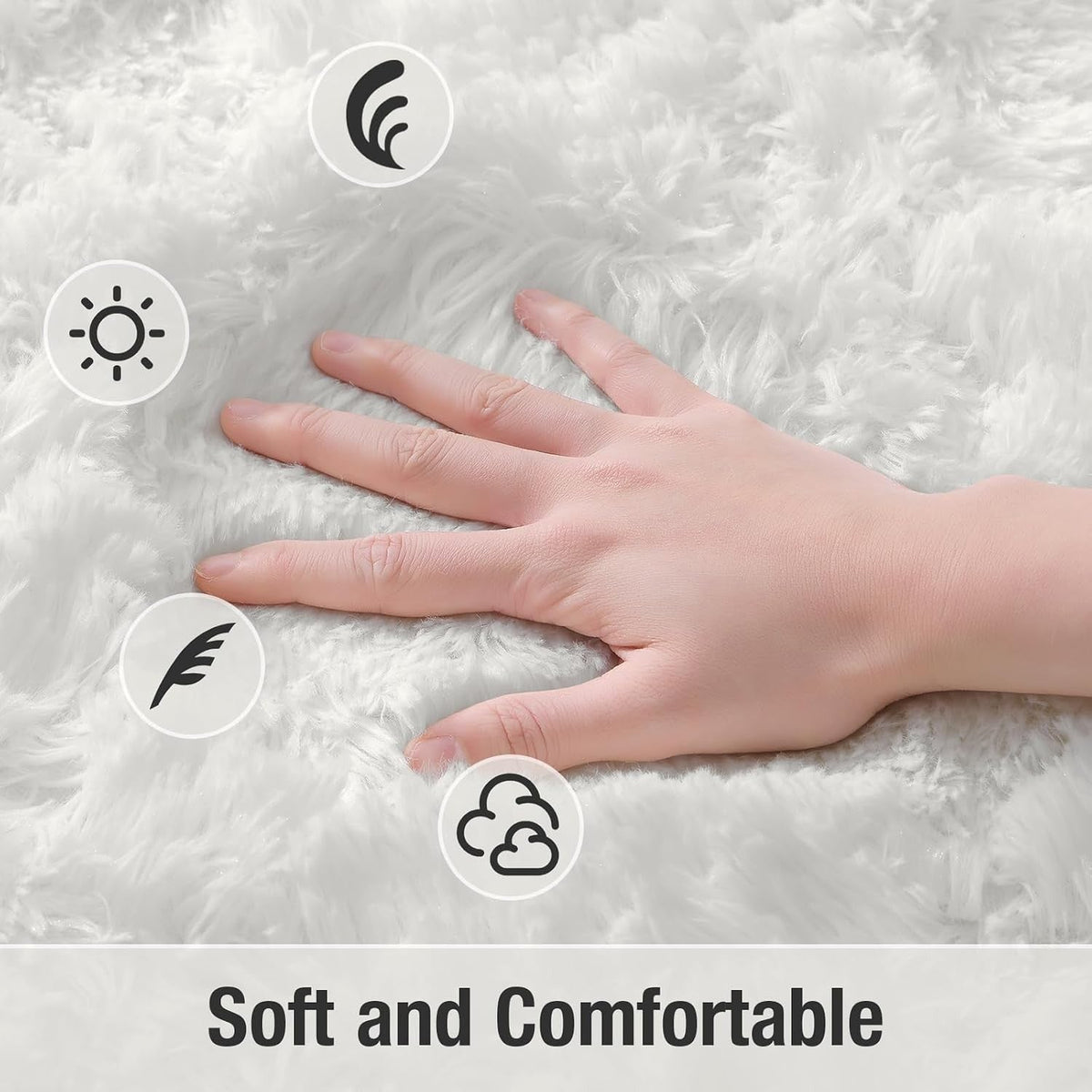 Ivory Fluffy Oval Rug 2.6x5.3 Ft — Soft Washable Shag Rug