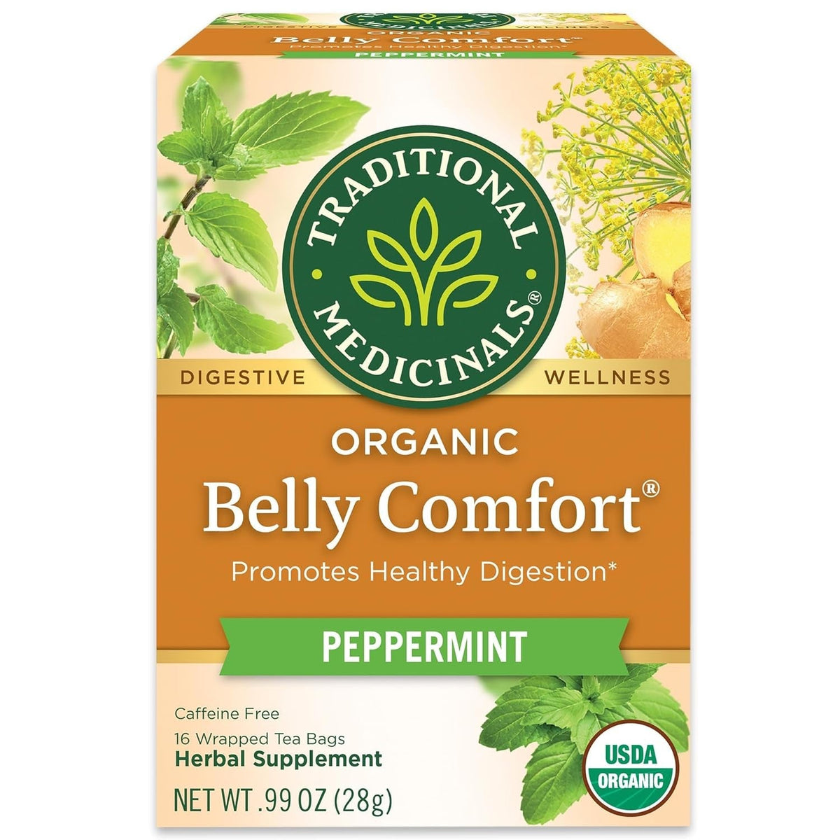 Traditional Medicinals Organic Belly Comfort Peppermint Tea – Valentine's Day Self-Care Gift for Her Wellness Routine